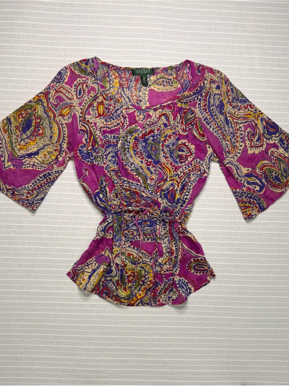 💗 Lauren Ralph Lauren Petite Paisley Bell Sleeve Top – PM